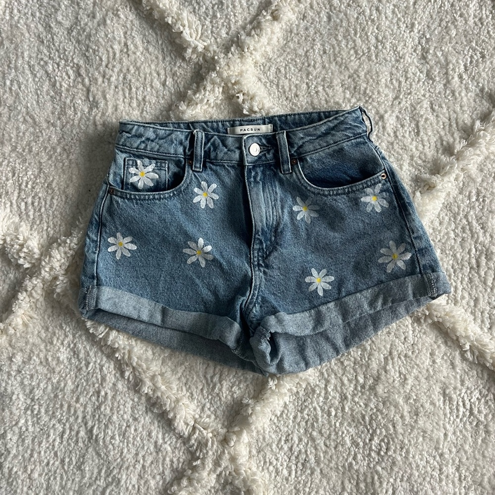 PacSun Flower Print Denim Shorts